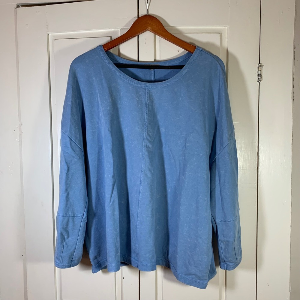 Habitat XXL Blue Cotton Blend Top Casual Comfy‎ Lagenlook Comfort Sweatshirt